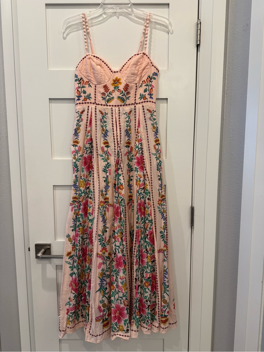 Small Farm Rio Pink Delicate Forest Floral Tropical Maxi Dress - Picture 7 of 16